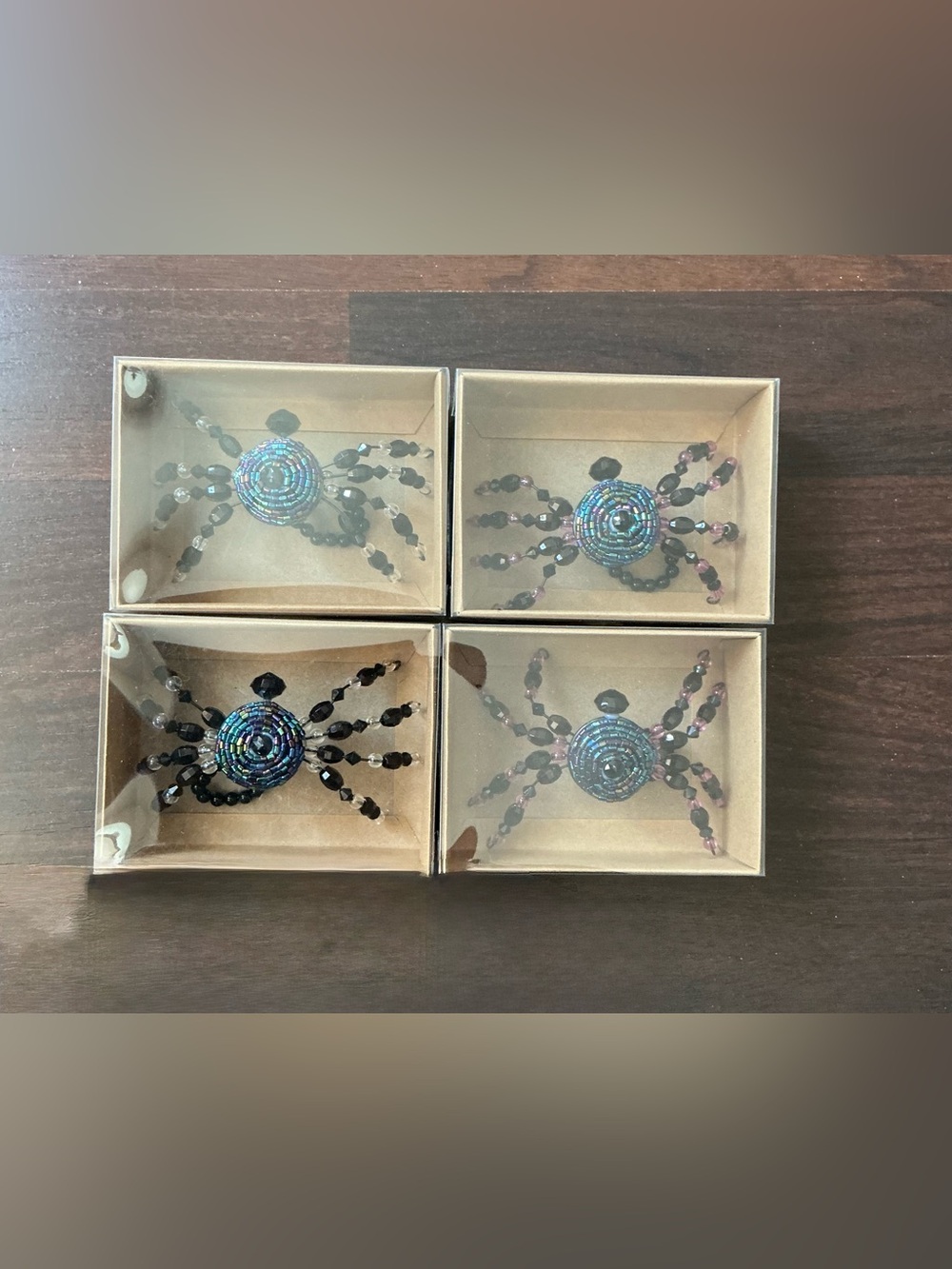 Beaded Iridescent Spider Napkin Holders | NIB